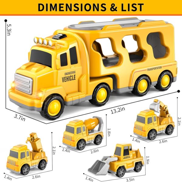 Inertial Lighting Music Engineering Transport Car Storage Truck City Toy TransporterToys Carrier Assembled Vehicle - Image 4