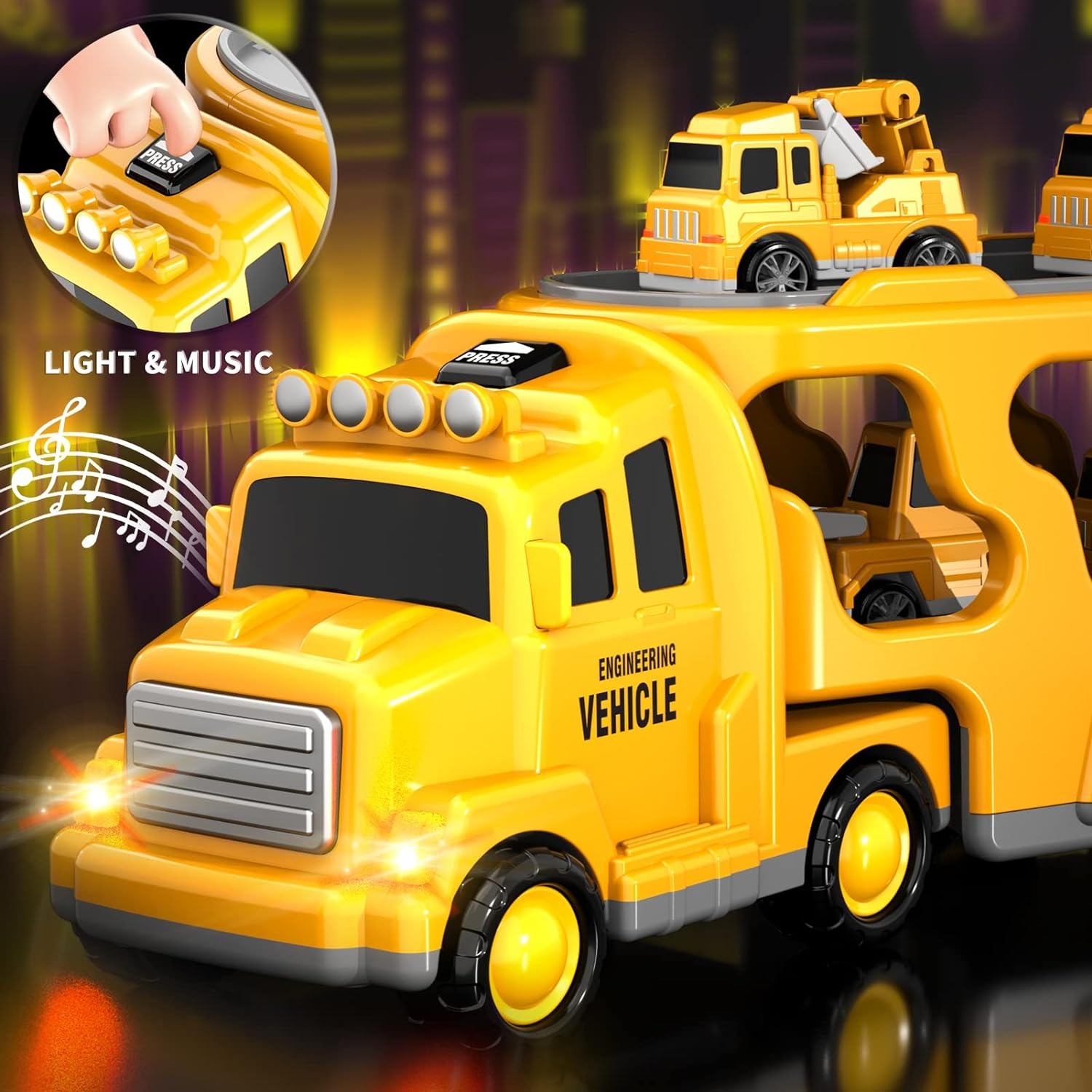 Inertial Lighting Music Engineering Transport Car Storage Truck City Toy TransporterToys Carrier Assembled Vehicle - Image 5