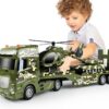 Green Military Big Truck Toys 25.6″ Semi Truck Toy with Helicopters and Tank Army Toys with Lights &Sounds - Image 14