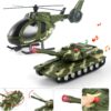 Green Military Big Truck Toys 25.6″ Semi Truck Toy with Helicopters and Tank Army Toys with Lights &Sounds - Image 18