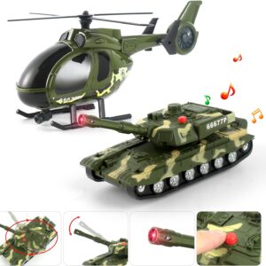 Green Military Big Truck Toys 25.6″ Semi Truck Toy with Helicopters and Tank Army Toys with Lights &Sounds - Image 17