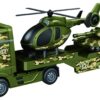 Green Military Big Truck Toys 25.6″ Semi Truck Toy with Helicopters and Tank Army Toys with Lights &Sounds - Image 22
