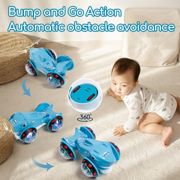 Electric Colorful Lights & Music Stunt Shark Car 360° Rotating Monster Trucks Dancing Toys Juguetes For Baby - Image 4