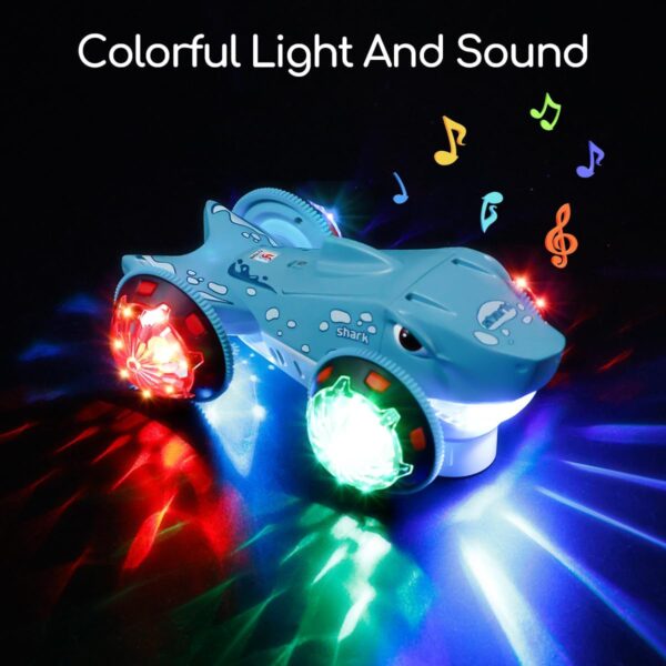 Electric Colorful Lights & Music Stunt Shark Car 360° Rotating Monster Trucks Dancing Toys Juguetes For Baby - Image 8