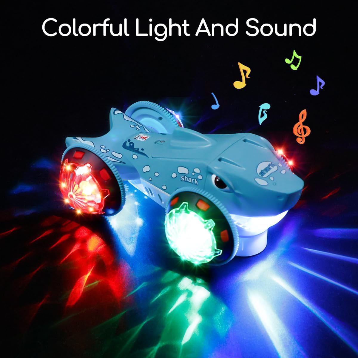 Electric Colorful Lights & Music Stunt Shark Car 360° Rotating Monster Trucks Dancing Toys Juguetes For Baby - Image 7