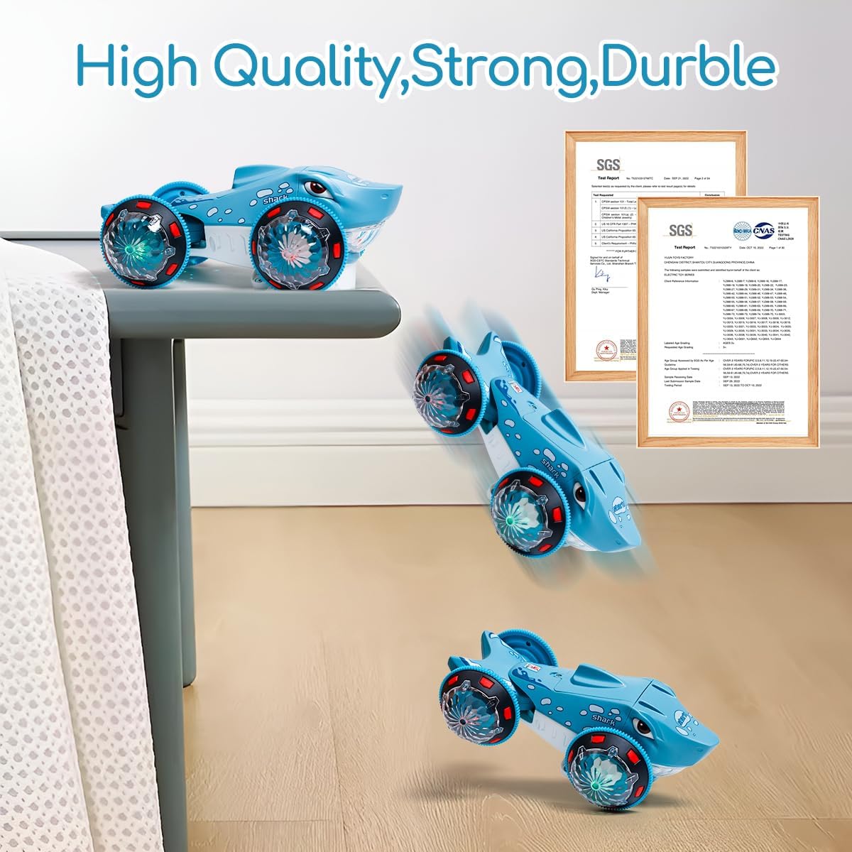 Electric Colorful Lights & Music Stunt Shark Car 360° Rotating Monster Trucks Dancing Toys Juguetes For Baby - Image 9