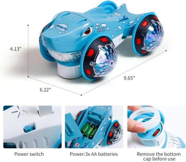 Electric Colorful Lights & Music Stunt Shark Car 360° Rotating Monster Trucks Dancing Toys Juguetes For Baby - Image 12