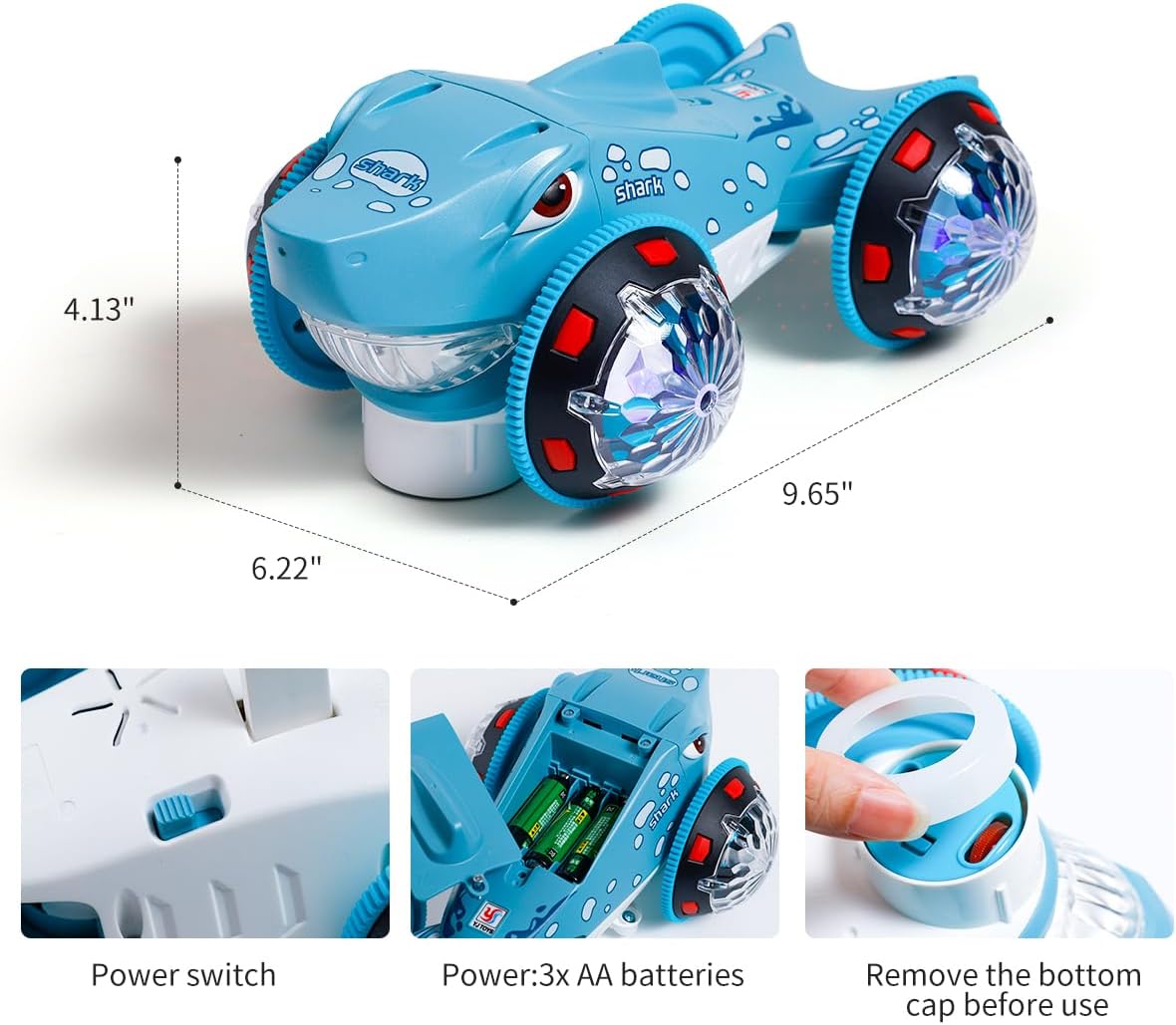 Electric Colorful Lights & Music Stunt Shark Car 360° Rotating Monster Trucks Dancing Toys Juguetes For Baby - Image 11
