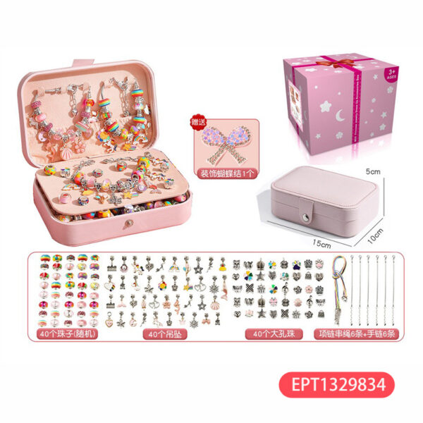 132pcs Set Candy Color Cherry Pink Pandora Bracelet Girls’ Toys New Design Girl 2024 Fashion Makeup Toy for Girls Beauty Kid - Image 4
