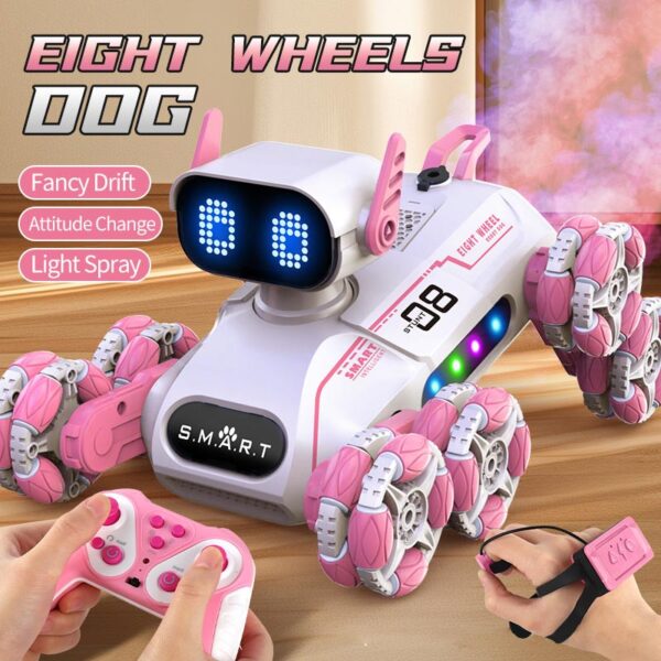 2.4G 11Ch Light and Sound Spray Remote Control 8 Wheel Stunt Dog Rc Robot Electronic Kid Girl Electric Cars Toys for Girls - Image 2