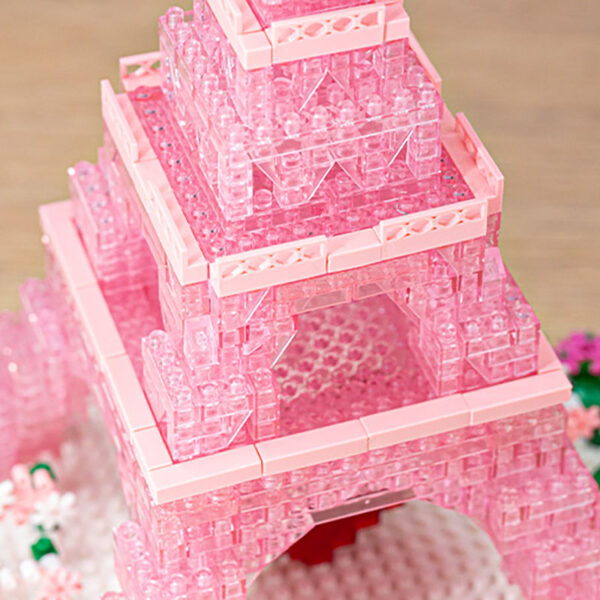 Educational toys 1314 Building Blocks Pink Transparent Eiffel Tower Block Game Girl Gift Toys with Light - Image 10