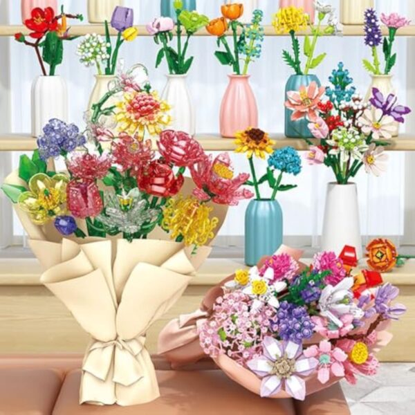 Creative DIY Plant Bouquet Decoration Building Blocks Flower Daffodils DIY Model Bricks Toy Gifts - Image 4