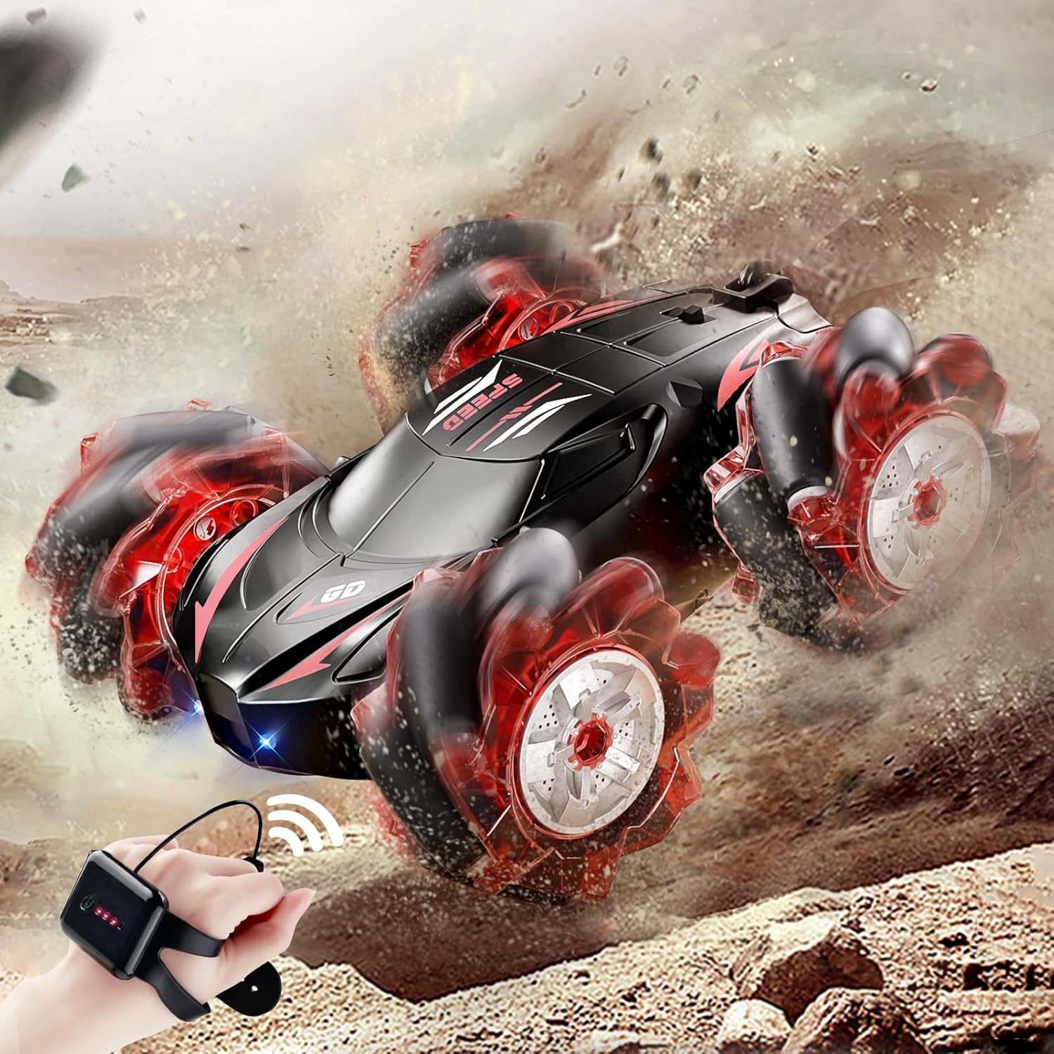 New Toy Cars 2.4GHz 4WD Gesture Sensing Remote Control RC Stunt Car with Cool Light and Music - Image 3