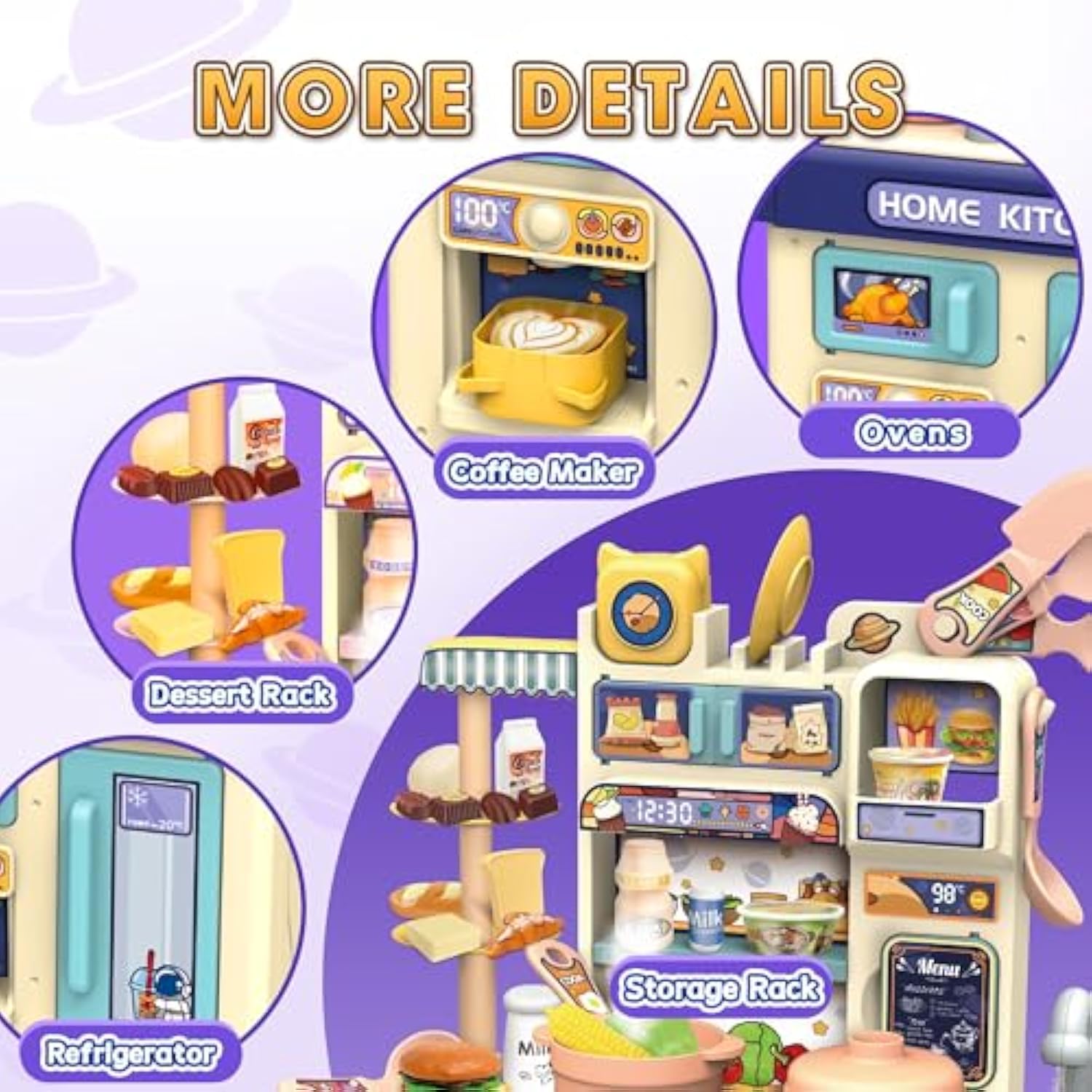 Hot Selling Product Kids Pretend Play Kitchen Toy Cooking Toys Set Kitchen Table for Children With Lights Spray - Image 7