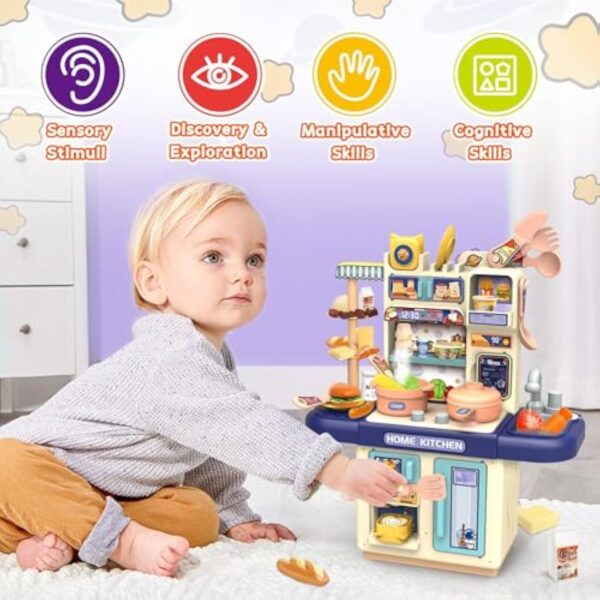 Hot Selling Product Kids Pretend Play Kitchen Toy Cooking Toys Set Kitchen Table for Children With Lights Spray - Image 10