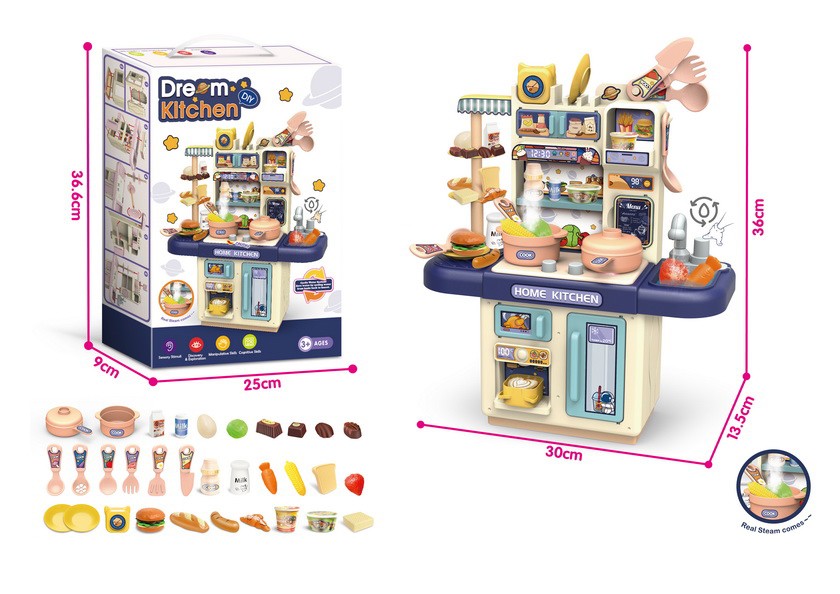 Hot Selling Product Kids Pretend Play Kitchen Toy Cooking Toys Set Kitchen Table for Children With Lights Spray - Image 11