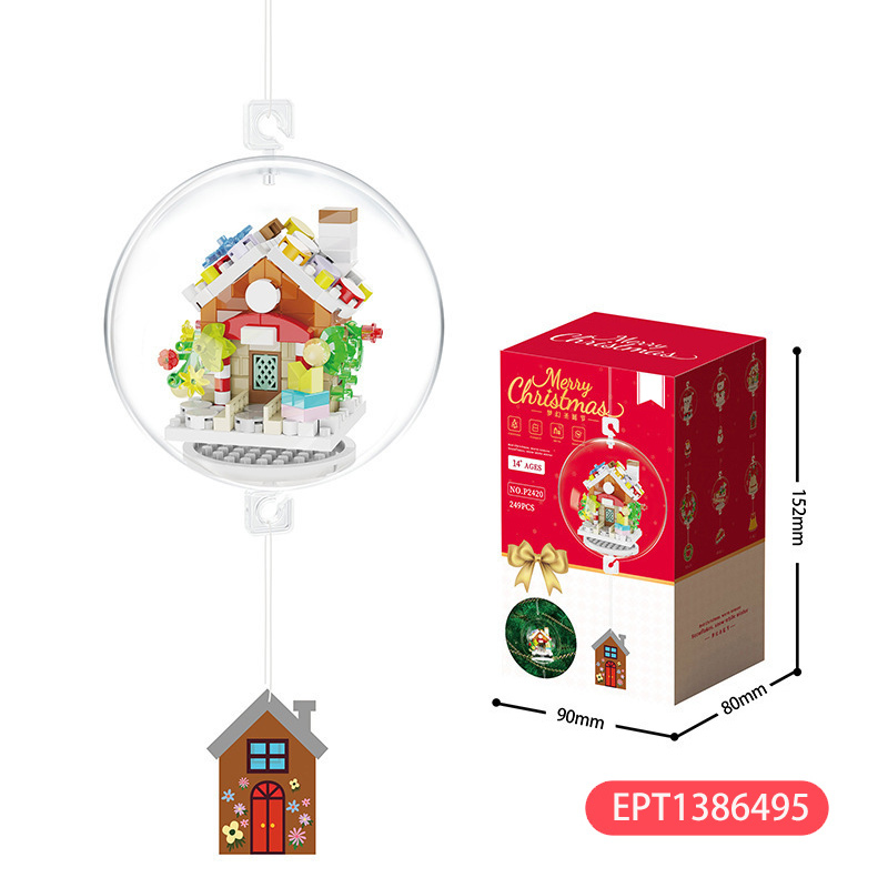 239Pcs Kids Gift Christmas Bells Sleigh Wreath Igloo Snowman Santa Claus Building Blocks Decorations Block Cheap Price Toy - Image 7