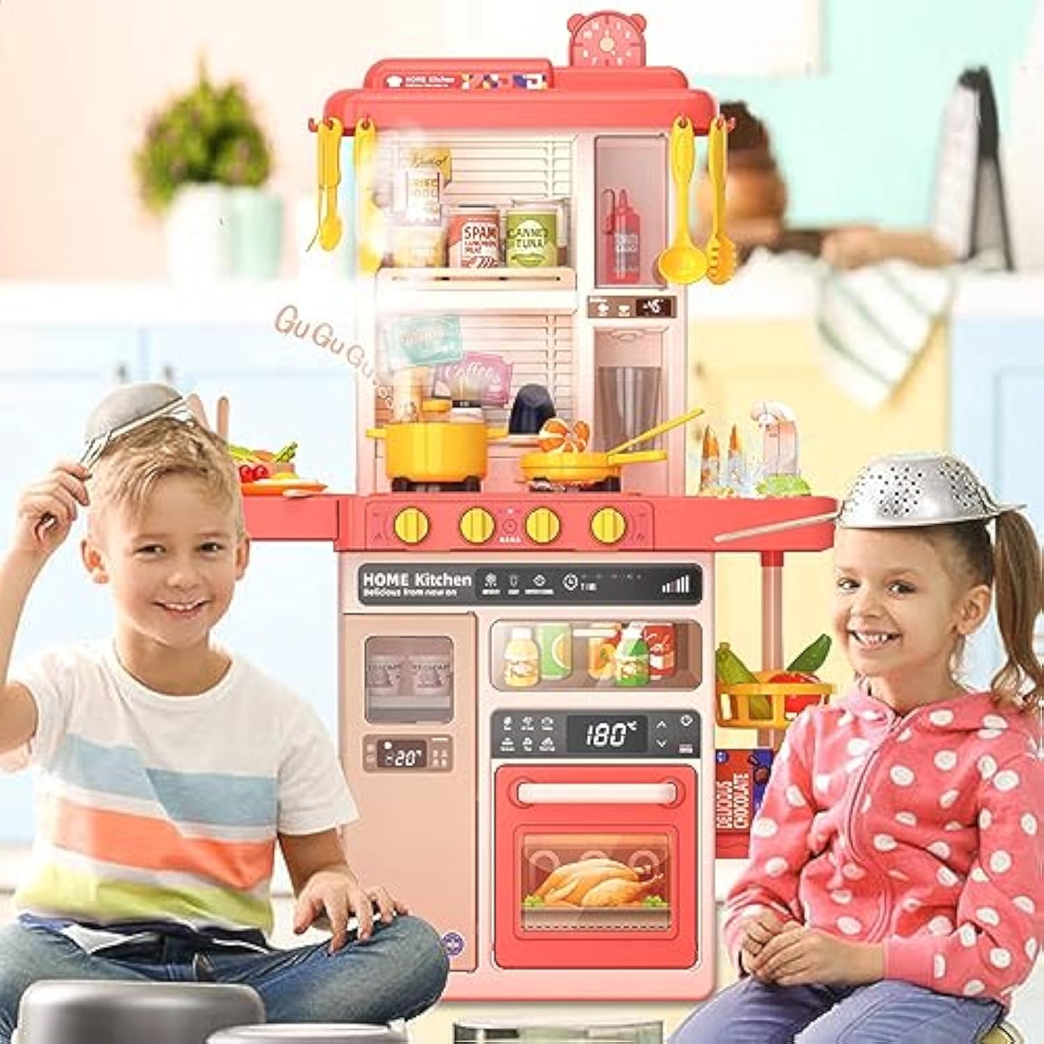50PCS Pretend Play Kitchen Toys Set for Kids Boys Girls Cooking Kitchen Accessories Toys with Sounds Light Spray - Image 9