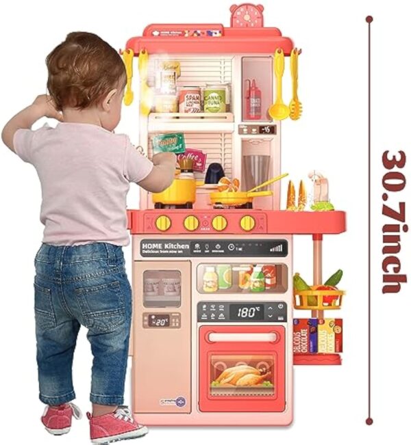 50PCS Pretend Play Kitchen Toys Set for Kids Boys Girls Cooking Kitchen Accessories Toys with Sounds Light Spray - Image 12