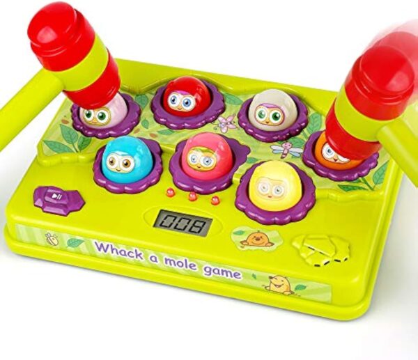 Educational Unisex Whack a Mole Counting Score Game Toy 2 Soft Plastic Hammers for Kids - Image 2