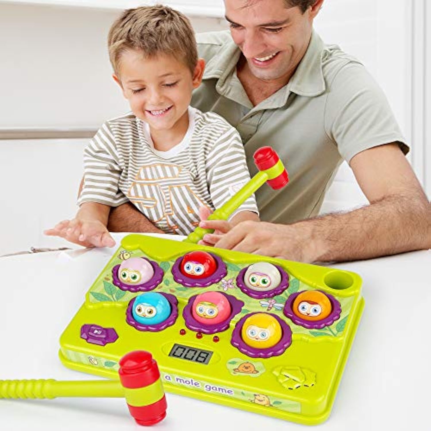 Educational Unisex Whack a Mole Counting Score Game Toy 2 Soft Plastic Hammers for Kids - Image 11