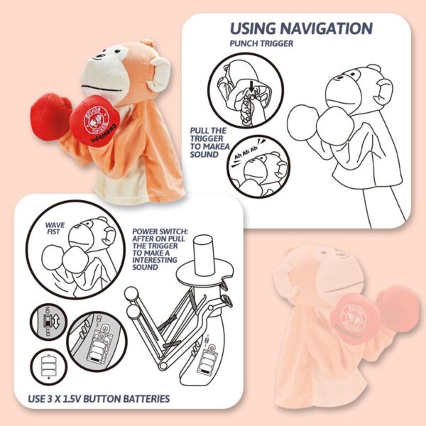 Cartoon Stuffed Monkey Hand Puppet Toy Boxing Punch Doll - Image 12