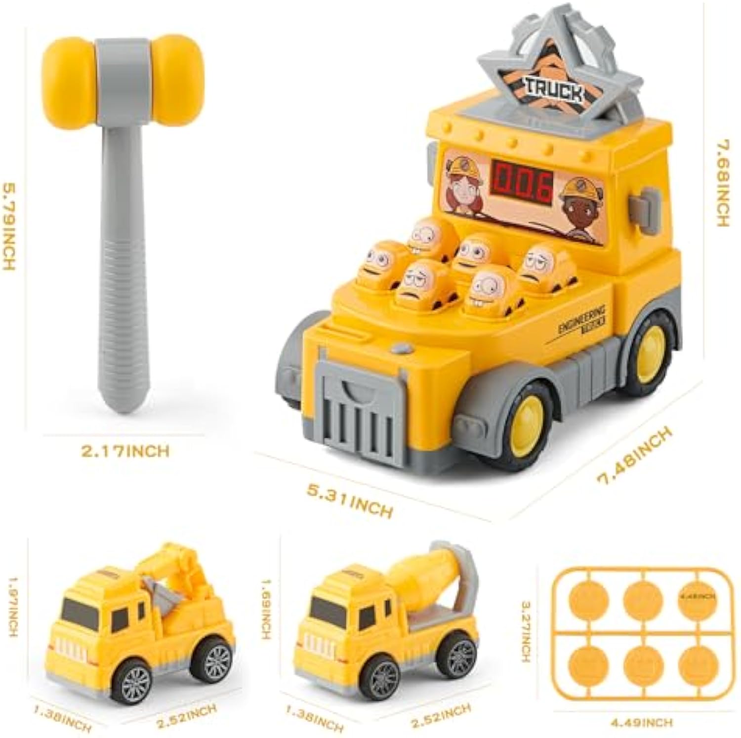 Children’s Car Strike Board Game Parent-child Interactive Toy Cartoon Engineering Arcade Whack-a-Mole - Image 3