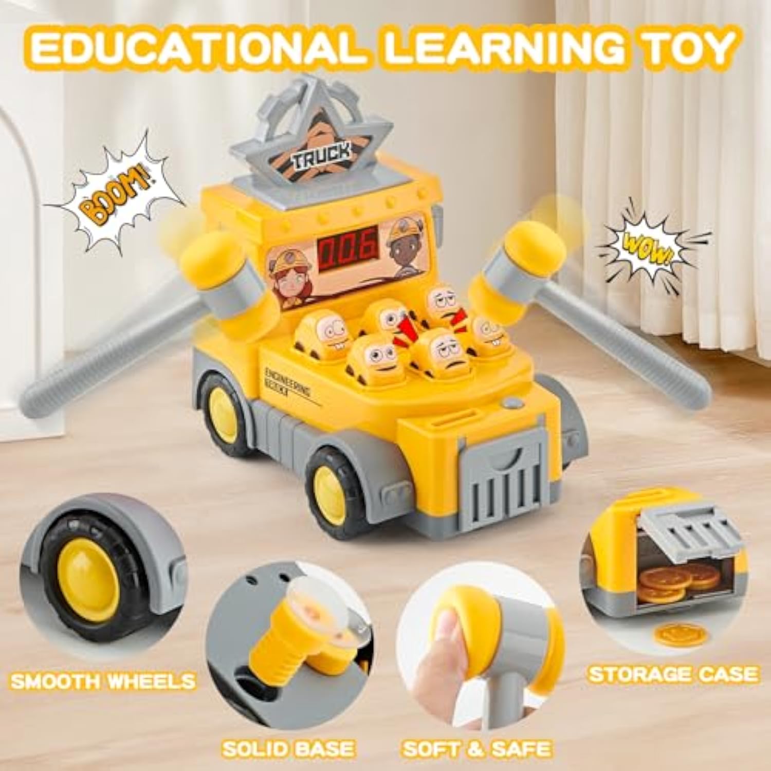 Children’s Car Strike Board Game Parent-child Interactive Toy Cartoon Engineering Arcade Whack-a-Mole - Image 9