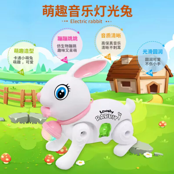 New Electric Leash Bunny Glowing Music Walking Children’s Toy Electric Lighting Concert Cute Rabbits - Image 12
