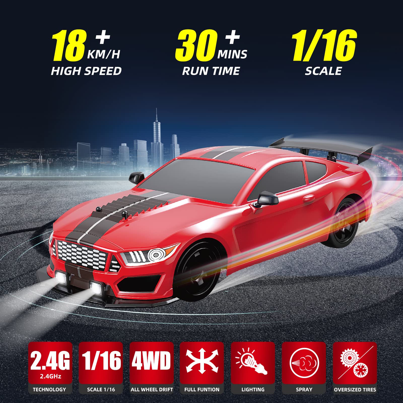 Mini Vehicle Toy Model Electric 18KM/H 1/16 Scale 2.4Ghz Remote Control Racing Car - Image 3