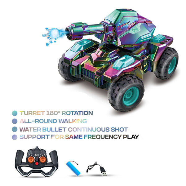 1:16 4Ch Water Shooting Colorful Uv Rc Car Toy Rc Tank for Kids - Image 8