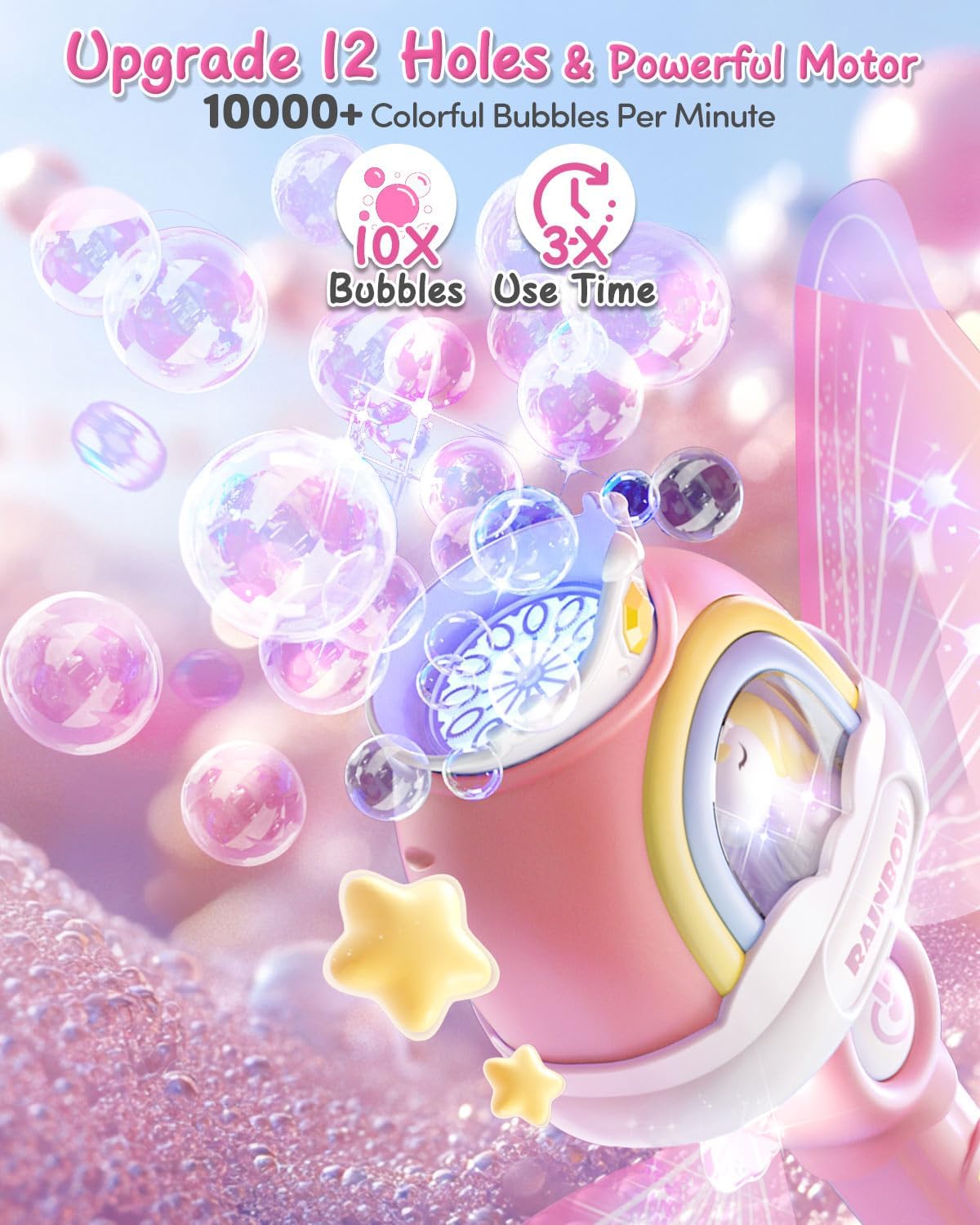Wholesale Unicorn Mini Bubble Wands Bubble Stick Plastic Automatic Princess Toys Outdoor Bubble Blower Machine - Image 3