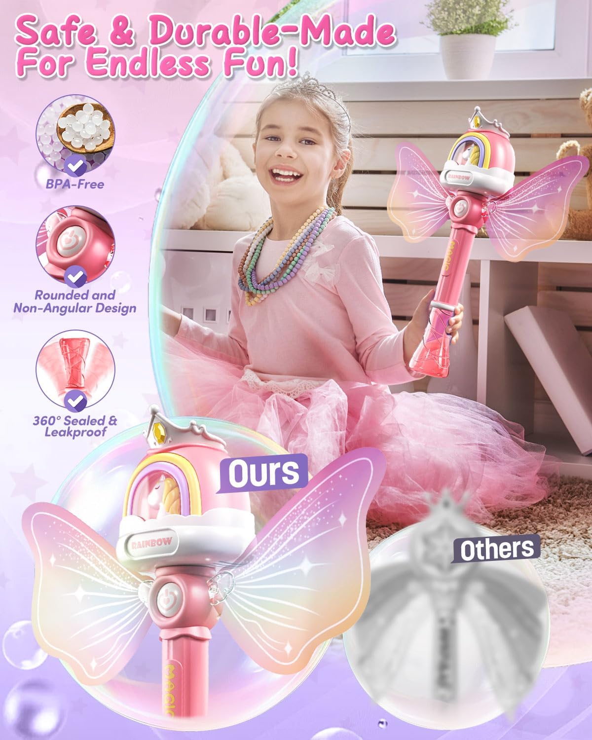 Wholesale Unicorn Mini Bubble Wands Bubble Stick Plastic Automatic Princess Toys Outdoor Bubble Blower Machine - Image 5
