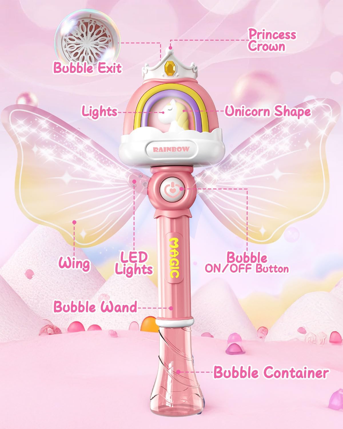 Wholesale Unicorn Mini Bubble Wands Bubble Stick Plastic Automatic Princess Toys Outdoor Bubble Blower Machine - Image 7