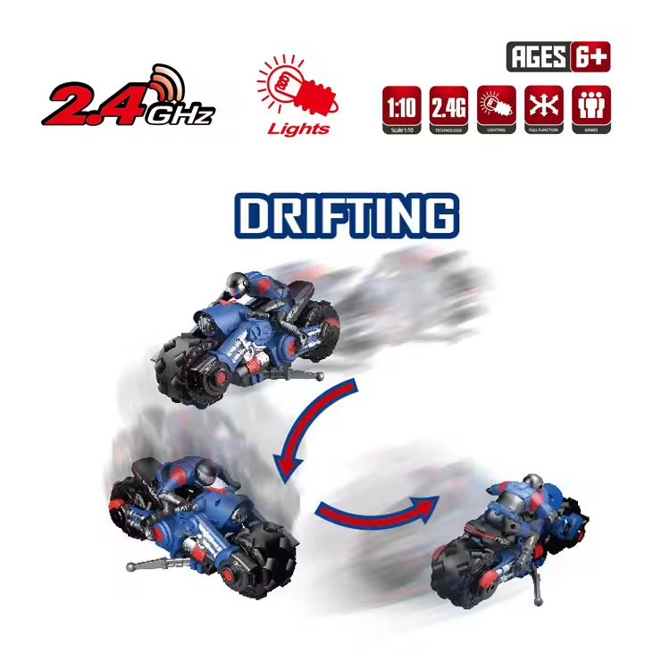 2.4G RC Motorcycles Toy Kids Stunt Drift Radio Control Racing Motorcycles Toy 1/10 RC Motorcycles - Image 3