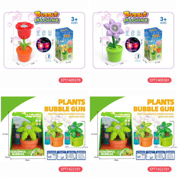 Electric Light 8-Hole Coconut Plant Tree Flower Potted Bubble Machine Toy Kids Outdoor Summer Playgrounds Bubble Maker Guns - Image 12
