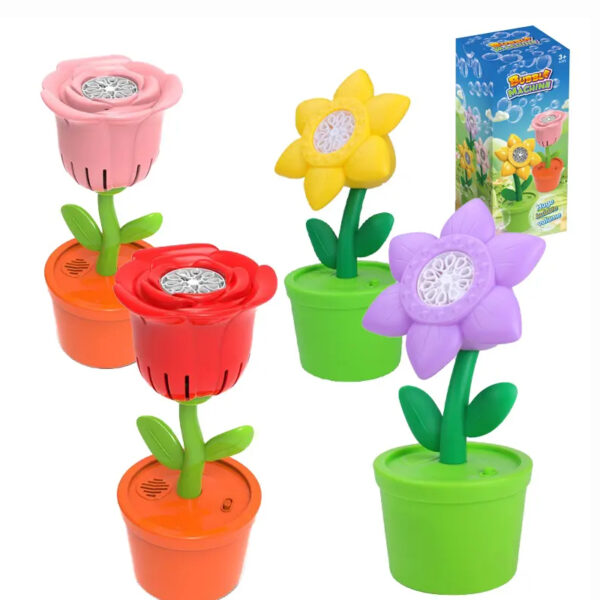 Summer Best Selling Electric Sound and Light Rose Bubble Machine Toy Flower Bubbles Making Outdoor Kids for House Backyard - Image 2