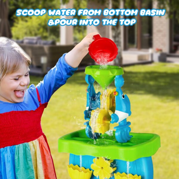 Kids Eco Friendly Double-Sided Waterfall Discovery Wall Sensory Beach Sand Play Water Table Toys Set for Toddlers - Image 4
