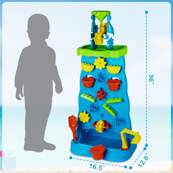 Kids Eco Friendly Double-Sided Waterfall Discovery Wall Sensory Beach Sand Play Water Table Toys Set for Toddlers - Image 6
