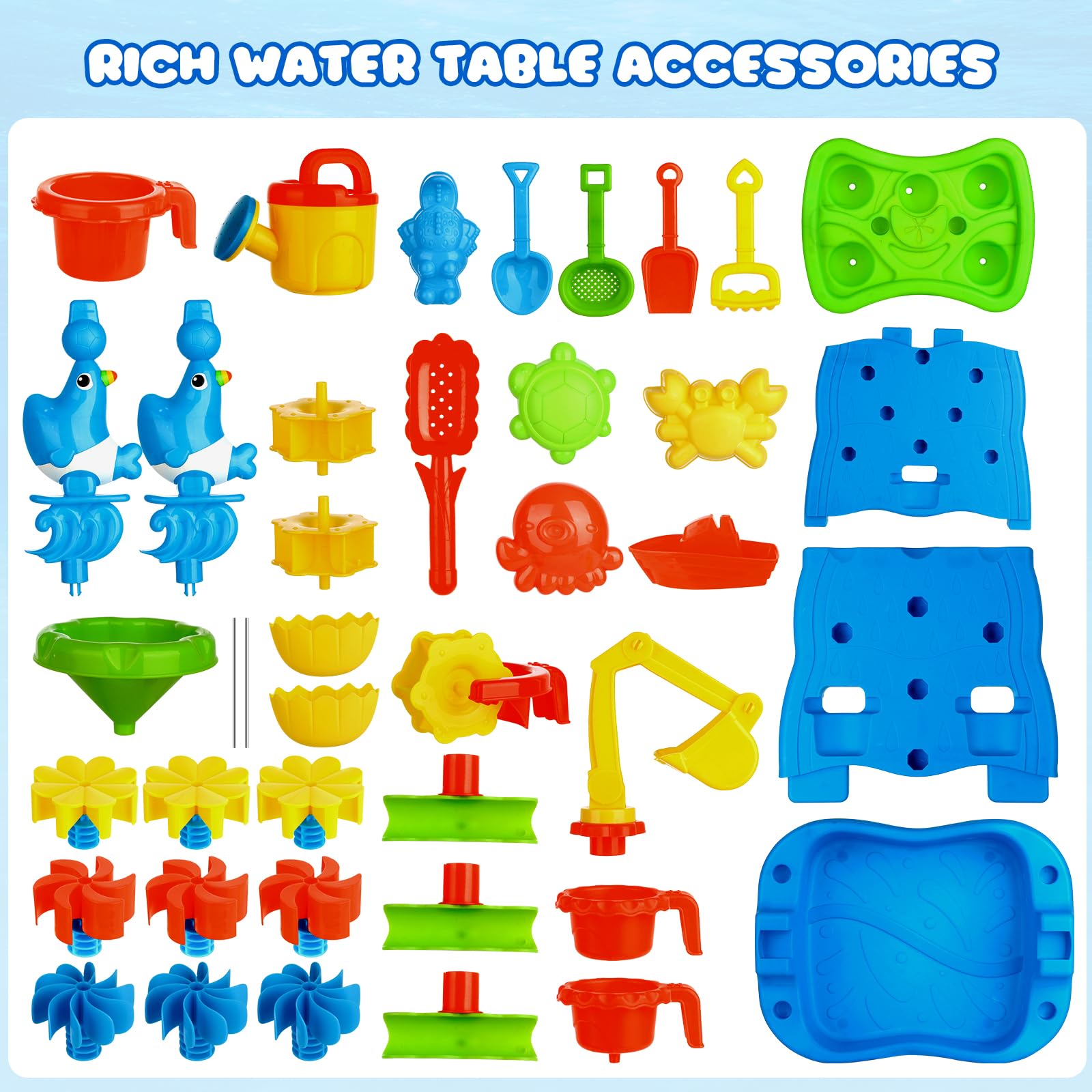 Kids Eco Friendly Double-Sided Waterfall Discovery Wall Sensory Beach Sand Play Water Table Toys Set for Toddlers - Image 7
