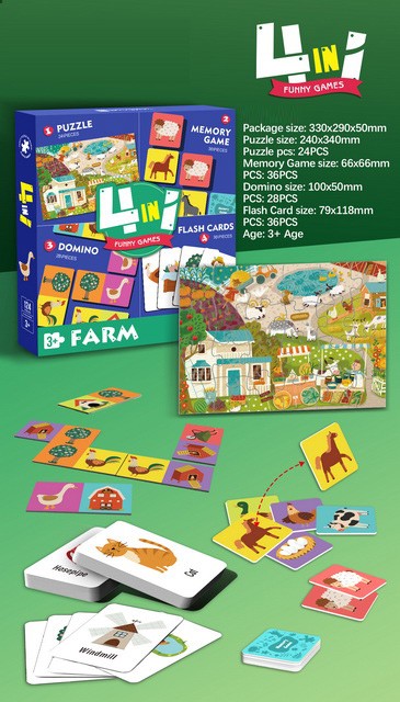 Custom 4 in 1 Puzzle Toy Set Memory Game Matching Jigsaw Puzzle Flash Cards Cartoon Childhood Educa Puzzles for Kids Toys - Image 3