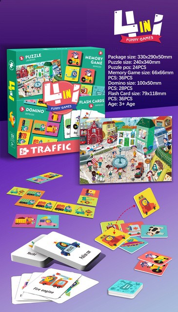 Custom 4 in 1 Puzzle Toy Set Memory Game Matching Jigsaw Puzzle Flash Cards Cartoon Childhood Educa Puzzles for Kids Toys - Image 4