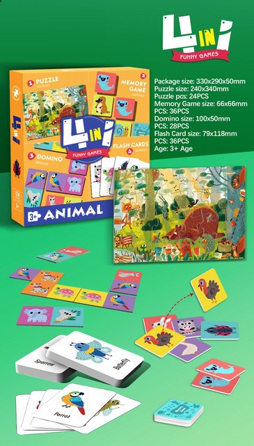 Custom 4 in 1 Puzzle Toy Set Memory Game Matching Jigsaw Puzzle Flash Cards Cartoon Childhood Educa Puzzles for Kids Toys - Image 6