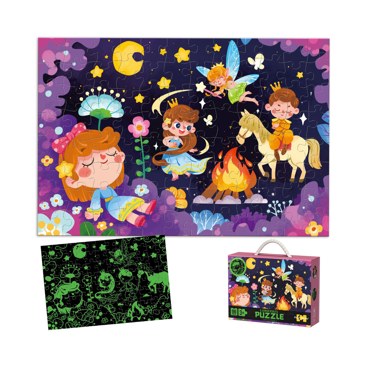 96pcs Glow in the Dark Jigsaw Puzzle Toy Kids Early Educational Luminous Puzzles Game Unique Piece Design Magic Puzzle Set - Image 3