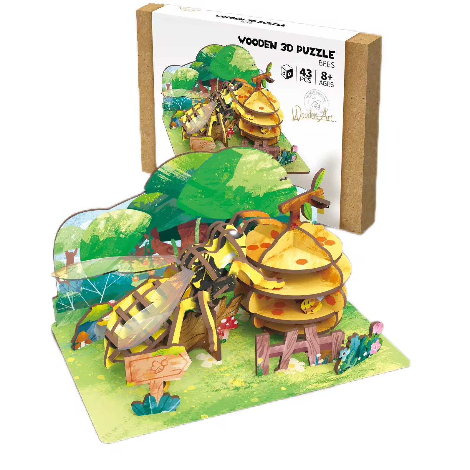3D Wooden Insect Puzzle Wooden Butterfly Bee Models Animal DIY Gift Wooden Preschool 3D Puzzles for Kids - Image 9