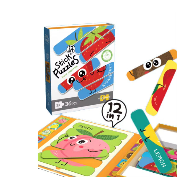 Baby Matching Paper Shape Stick Puzzle Toys Kids Educational 36PCS DIY Cartoon Animal Jigsaw Toys - Image 2