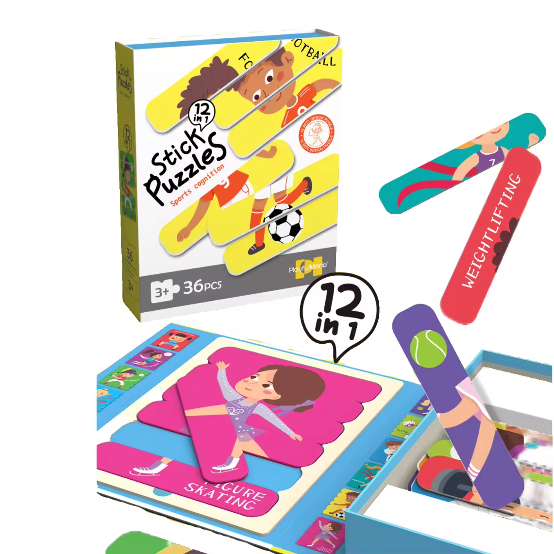 Baby Matching Paper Shape Stick Puzzle Toys Kids Educational 36PCS DIY Cartoon Animal Jigsaw Toys - Image 7