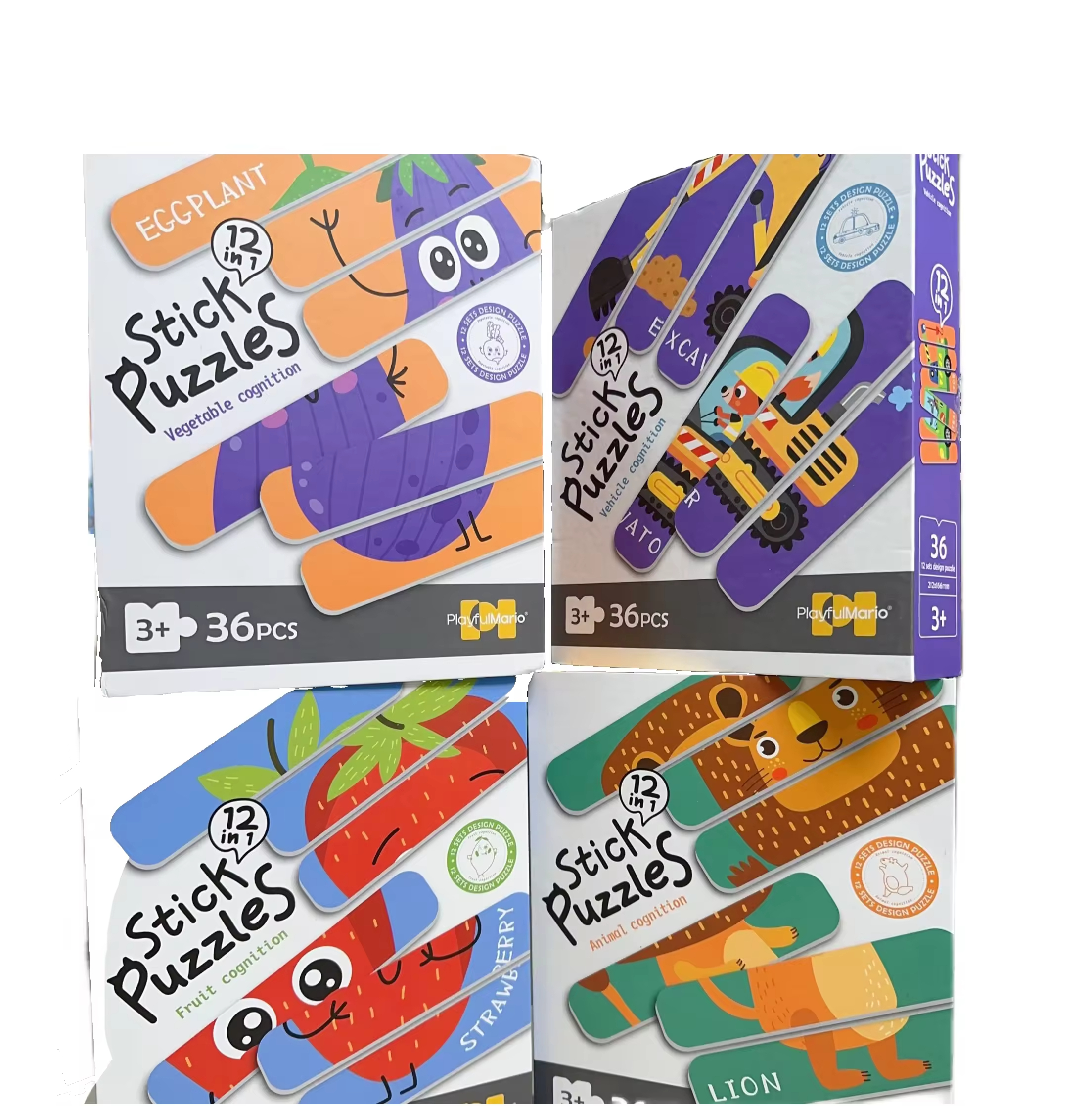 Baby Matching Paper Shape Stick Puzzle Toys Kids Educational 36PCS DIY Cartoon Animal Jigsaw Toys - Image 11