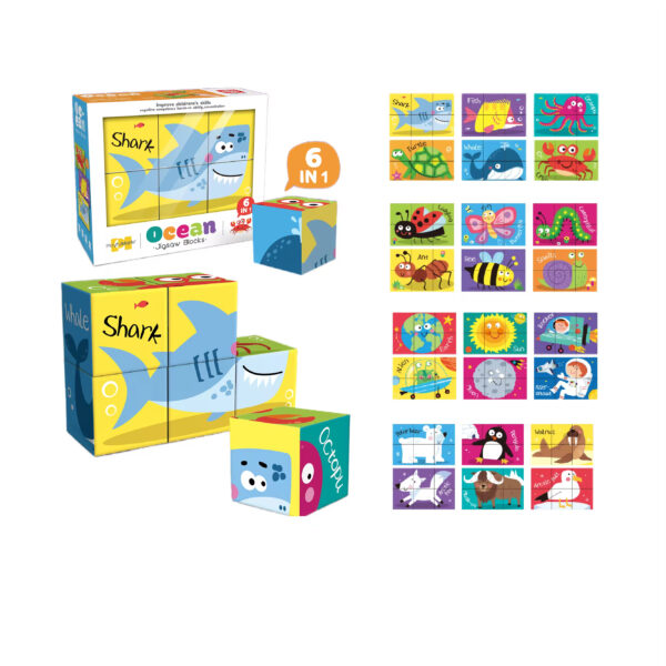 New Arrival 6 in 1 6pcs Puzzle Set for Kids of Various Themes Ocean Insect Universe Arctic Jigsaw Block Set - Image 3