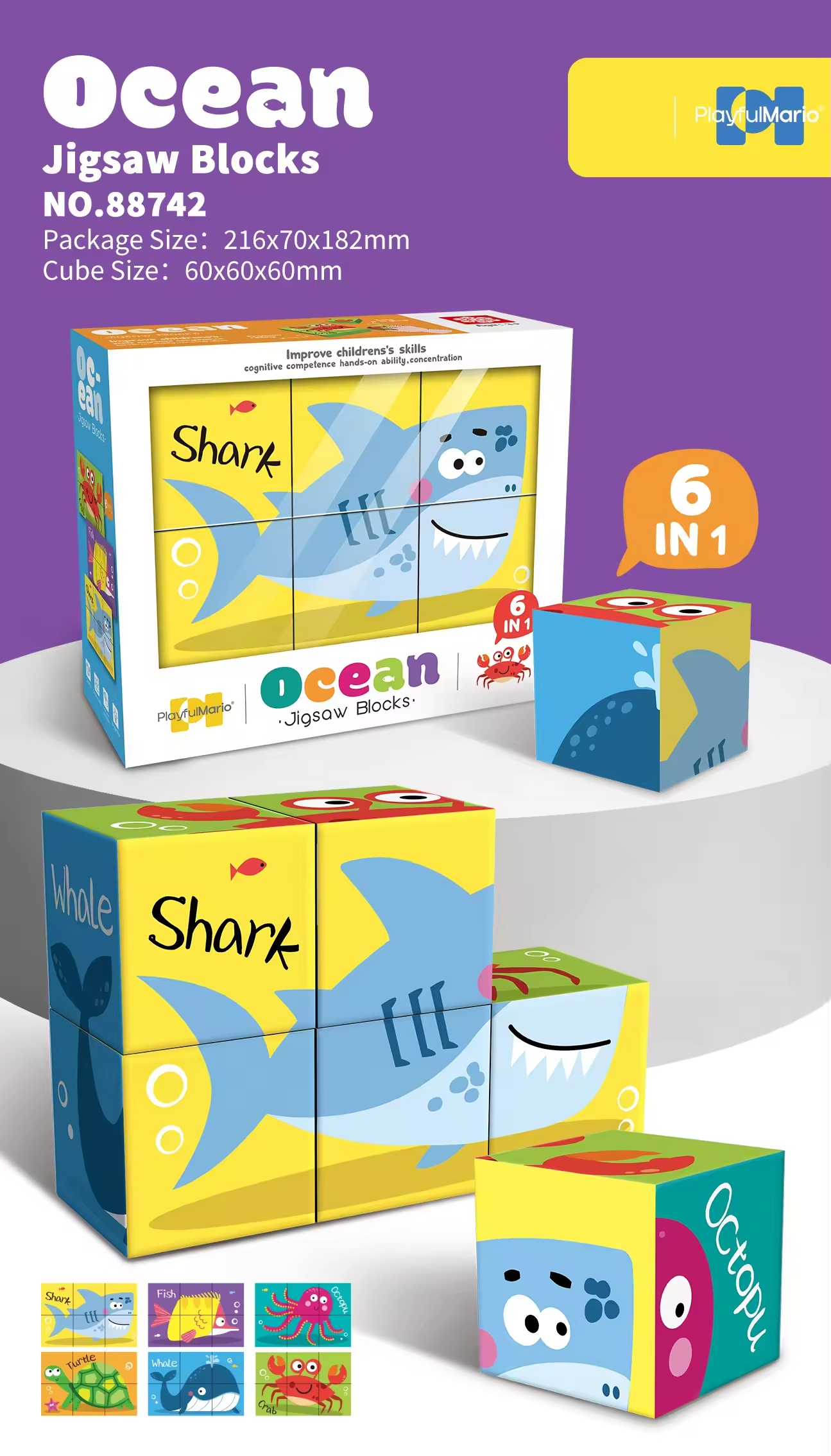 New Arrival 6 in 1 6pcs Puzzle Set for Kids of Various Themes Ocean Insect Universe Arctic Jigsaw Block Set - Image 4